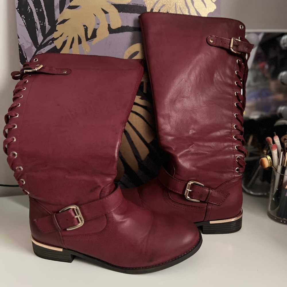 Riding Boots - Burgundy w/Gold Accents